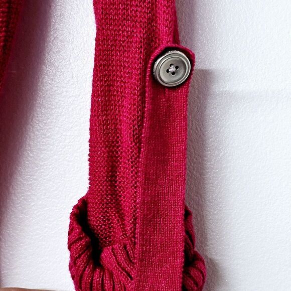 ARMANI EXCHANGE Hot Pink Linen Blend Crochet Button-Up Front Women Cardigan (S) - Picture 5 of 6